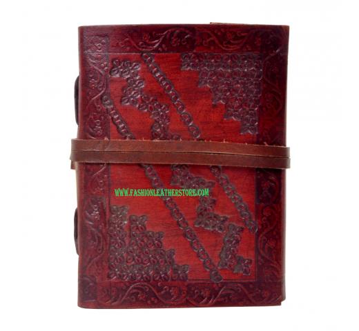 Vintage Handmade Brown Leather Journal Embossed Leather Note Book Dairy Blank Journal